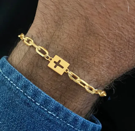 Simple Style Cross 201 Stainless Steel 304 Stainless Steel Men's Bracelets display picture 1