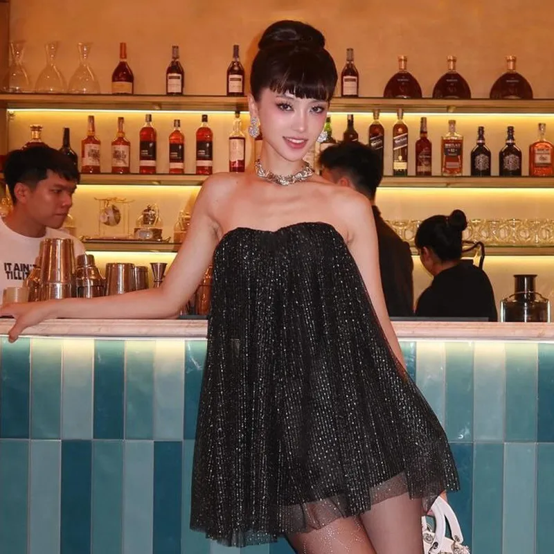 Women's Sheath Dress Casual Elegant Streetwear Strapless Backless Sleeveless Solid Color Above Knee Holiday Banquet Travel display picture 2