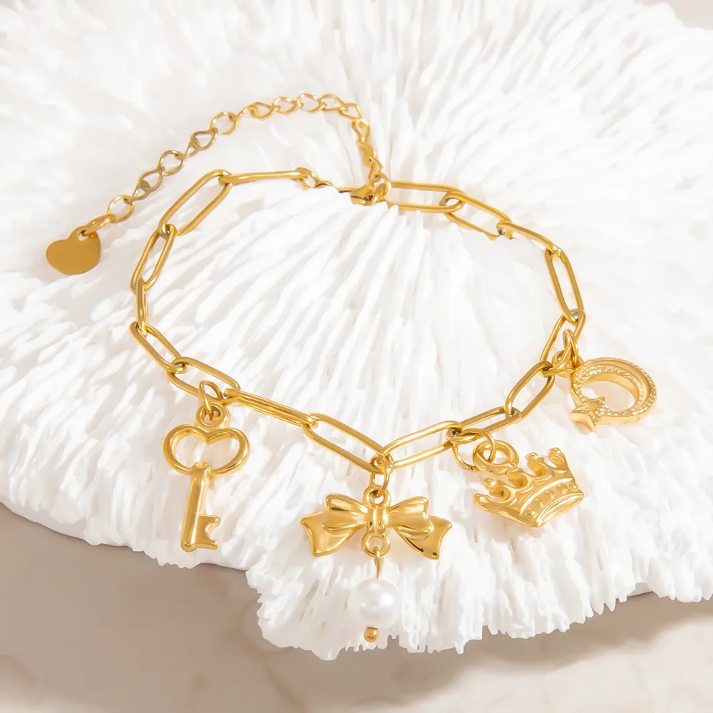 Elegant Classic Style Starfish Pearl Fish 304 Stainless Steel Women's Multi Charms Bracelet display picture 5