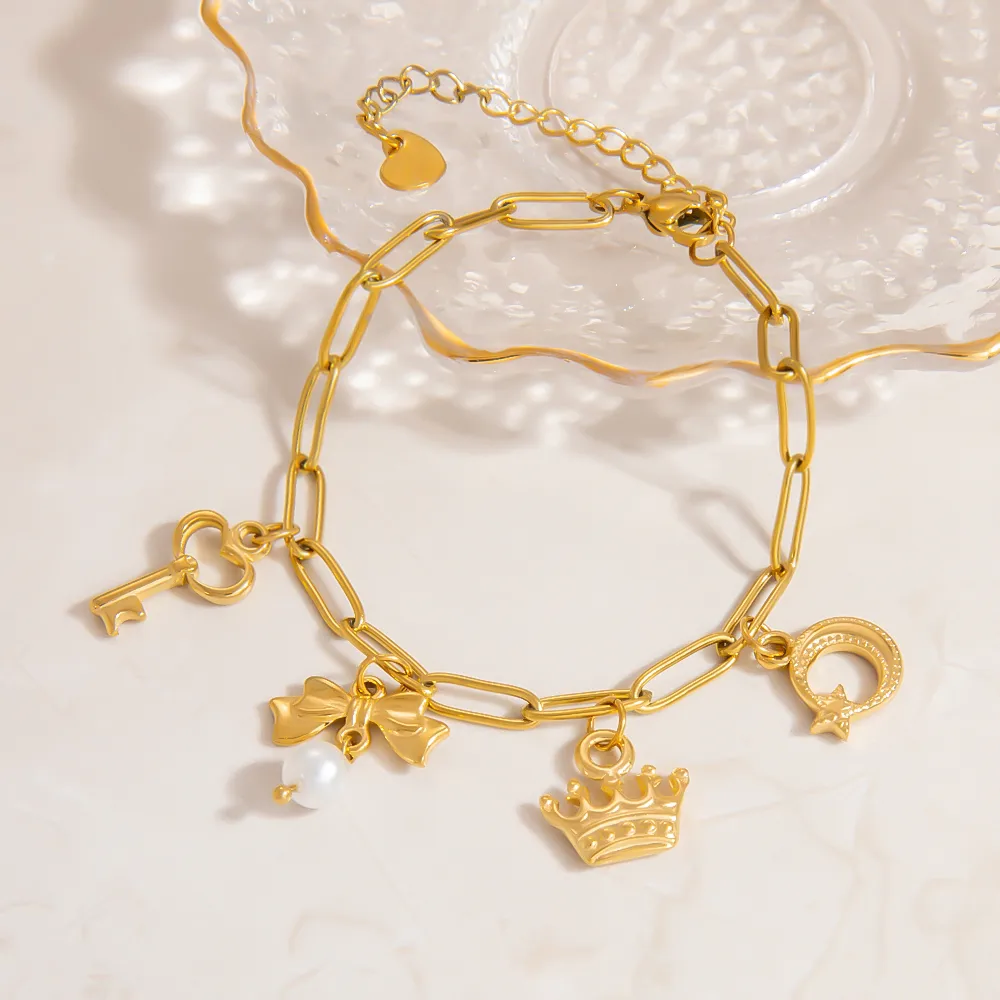 Elegant Classic Style Starfish Pearl Fish 304 Stainless Steel Women's Multi Charms Bracelet display picture 4