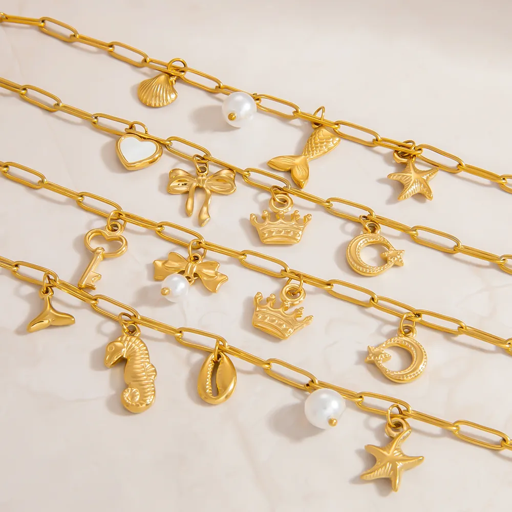 Elegant Classic Style Starfish Pearl Fish 304 Stainless Steel Women's Multi Charms Bracelet display picture 1