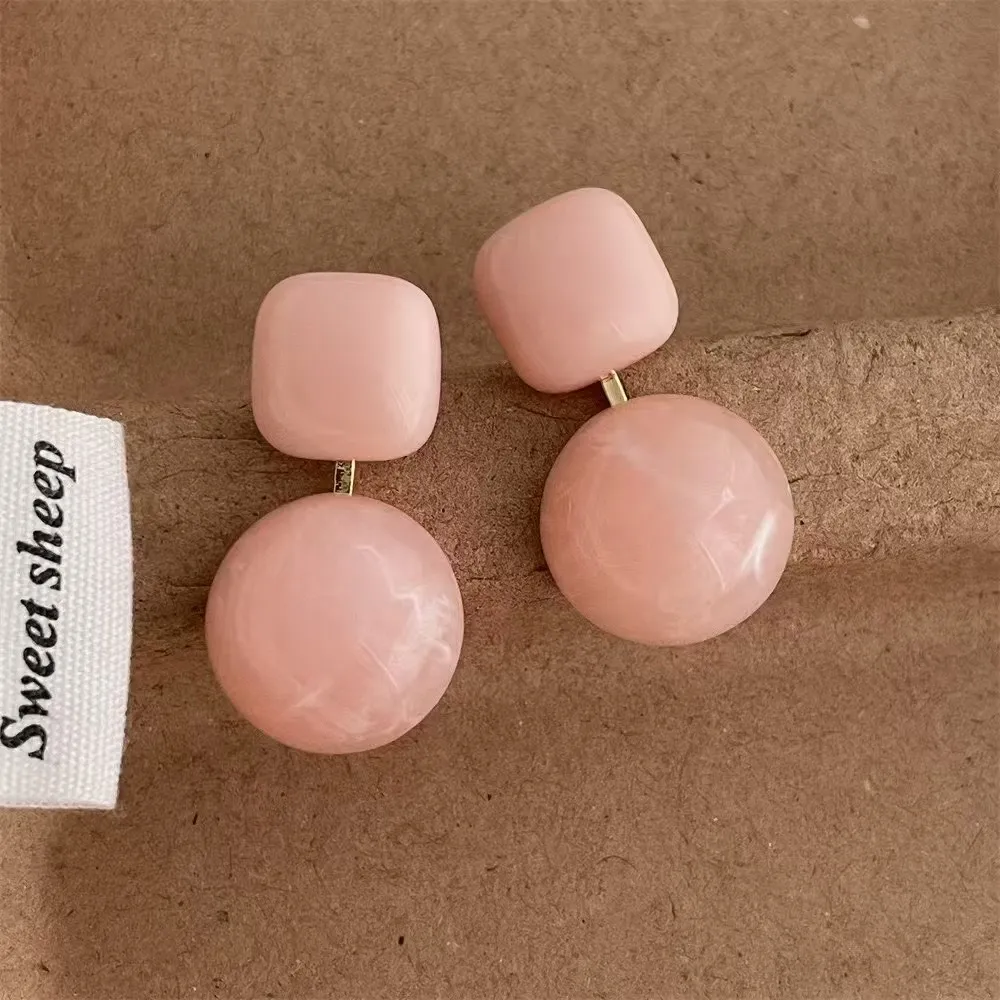 1 Pair/Package Casual Modern Style Round Rectangle Polishing Plating Resin Copper 18K Gold Plated Earrings display picture 4