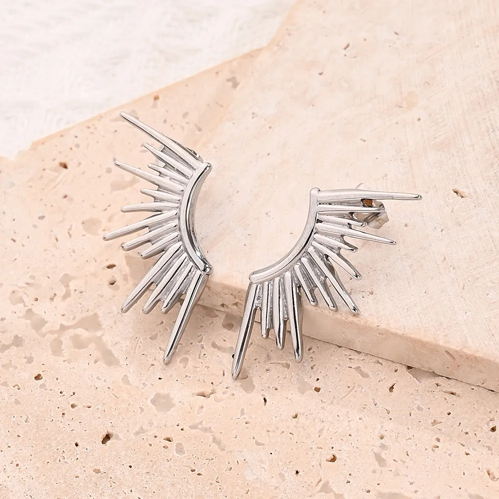 1 Pair/Package Casual Vacation Modern Style C Shape Light Wings Handmade Polishing Plating 304 Stainless Steel Acrylic Pearl 18K Gold Plated Ear Studs display picture 2