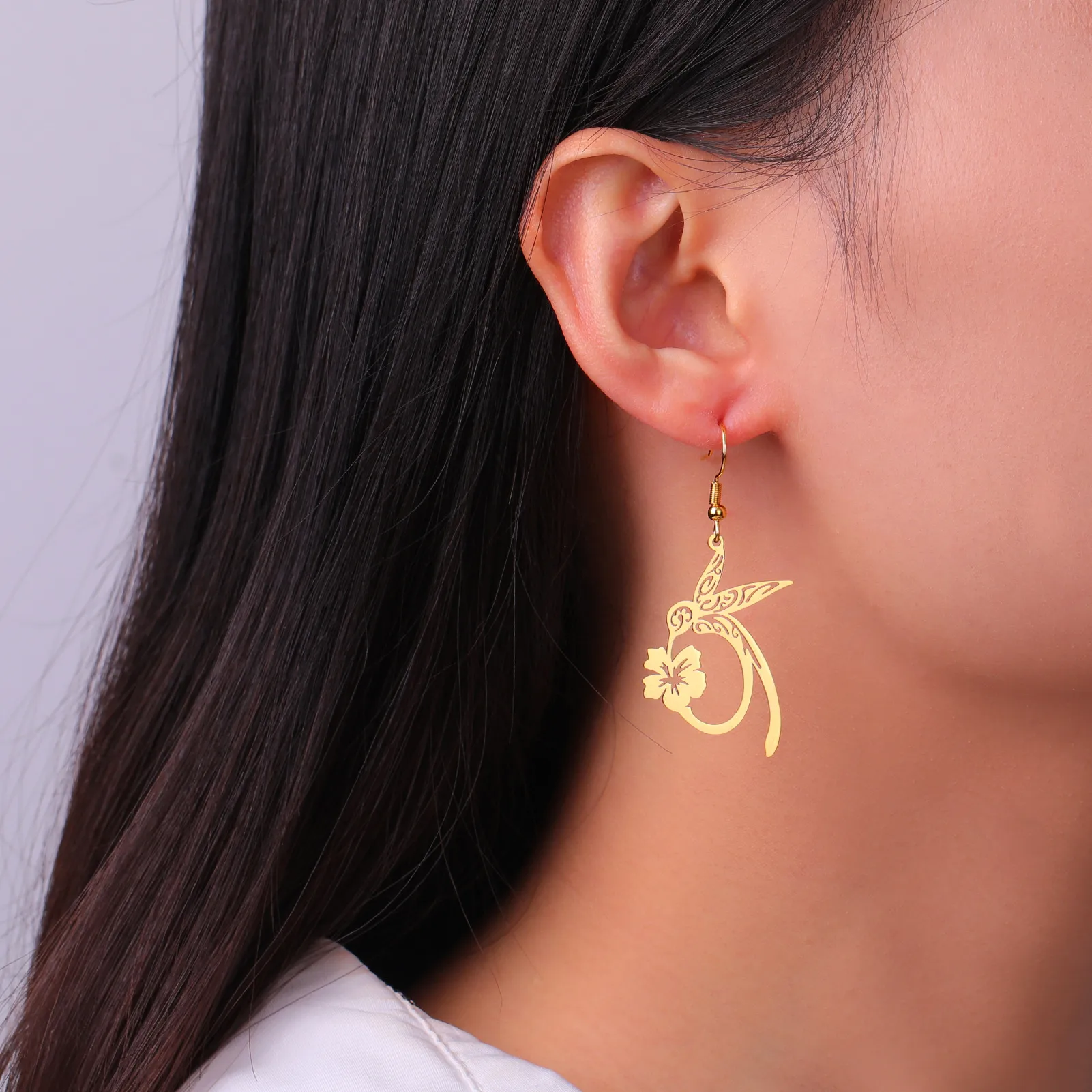 1 Pair Vacation Classic Style Solid Color Plating 304 Stainless Steel Drop Earrings display picture 2