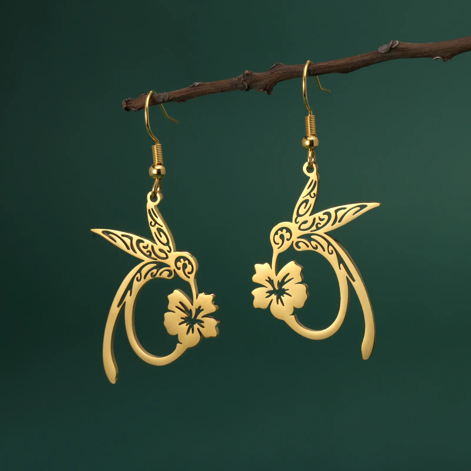 1 Pair Vacation Classic Style Solid Color Plating 304 Stainless Steel Drop Earrings display picture 5