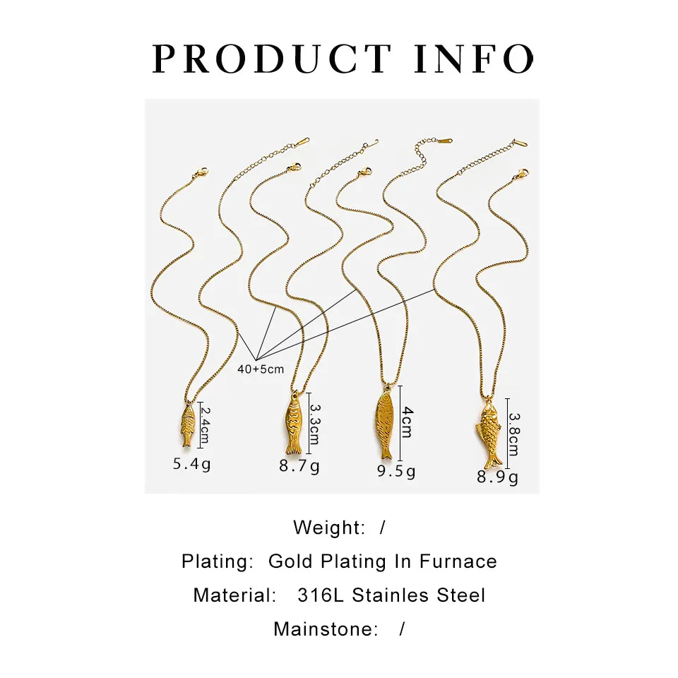 Vintage Style Classic Style Small Fish 316L Stainless Steel  Irregular 18K Gold Plated Women's Pendant Necklace display picture 1