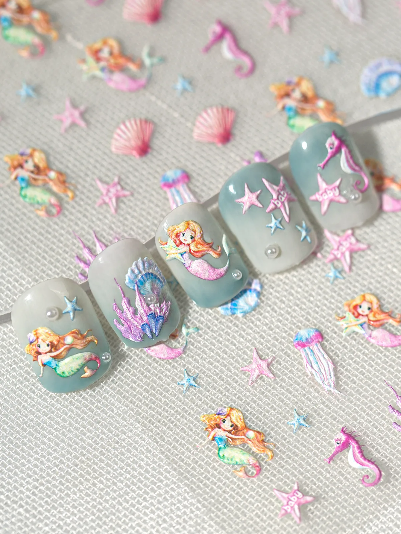IG Style Cartoon Style Cute Ocean Mermaid Shell Nail Stickers Nail Decoration Accessories display picture 2