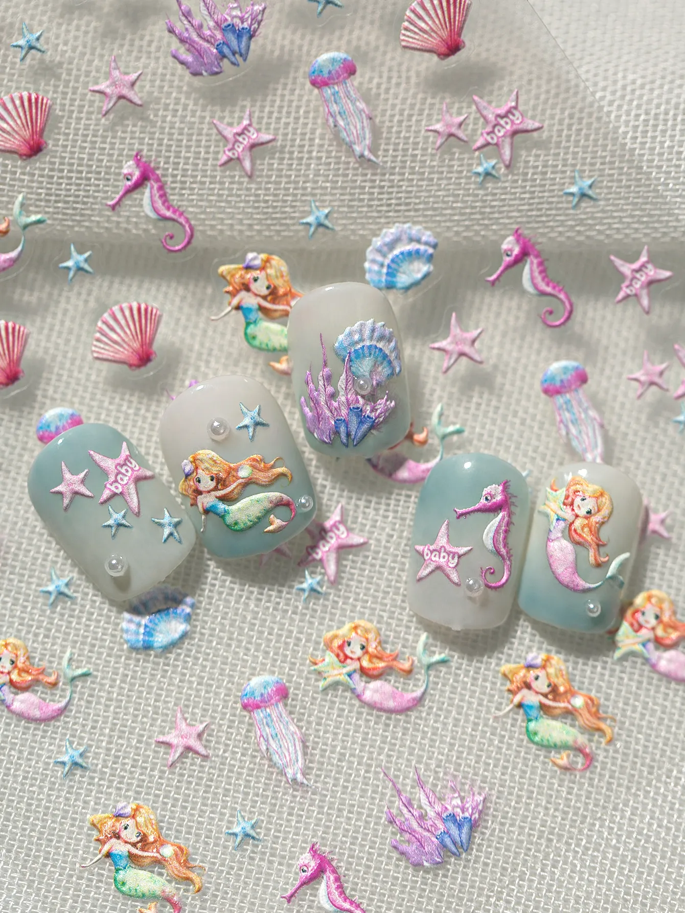 IG Style Cartoon Style Cute Ocean Mermaid Shell Nail Stickers Nail Decoration Accessories display picture 4