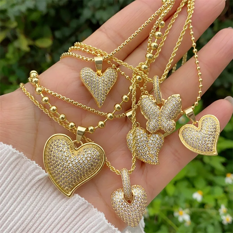 Retro Classic Style Letter Heart Shape Copper Inlay Zircon 18K Gold Plated Women's Pendant Necklace display picture 9
