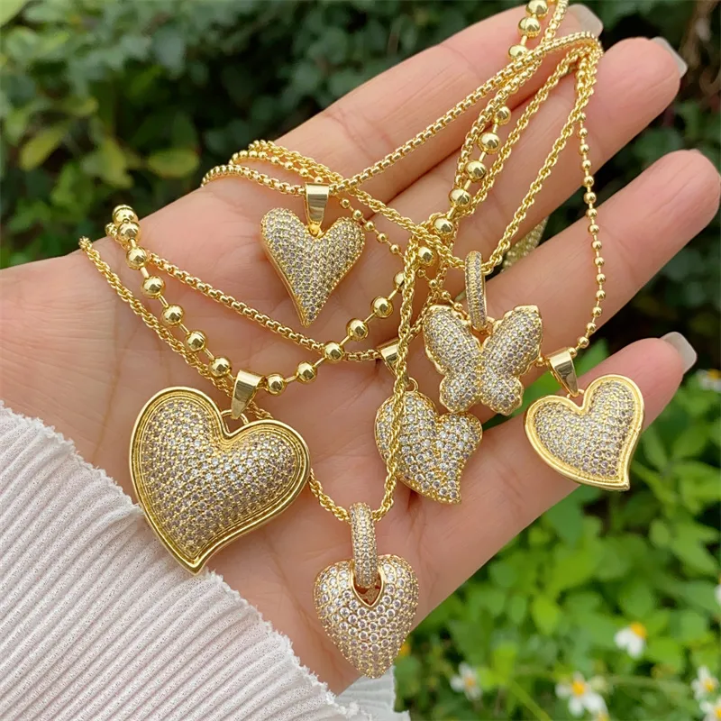Retro Classic Style Letter Heart Shape Copper Inlay Zircon 18K Gold Plated Women's Pendant Necklace display picture 11