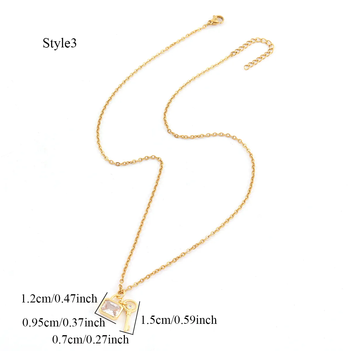 Elegant Simple Style Key Lock 201 Stainless Steel Copper Artificial Crystal Zircon Women's Pendant Necklace display picture 4