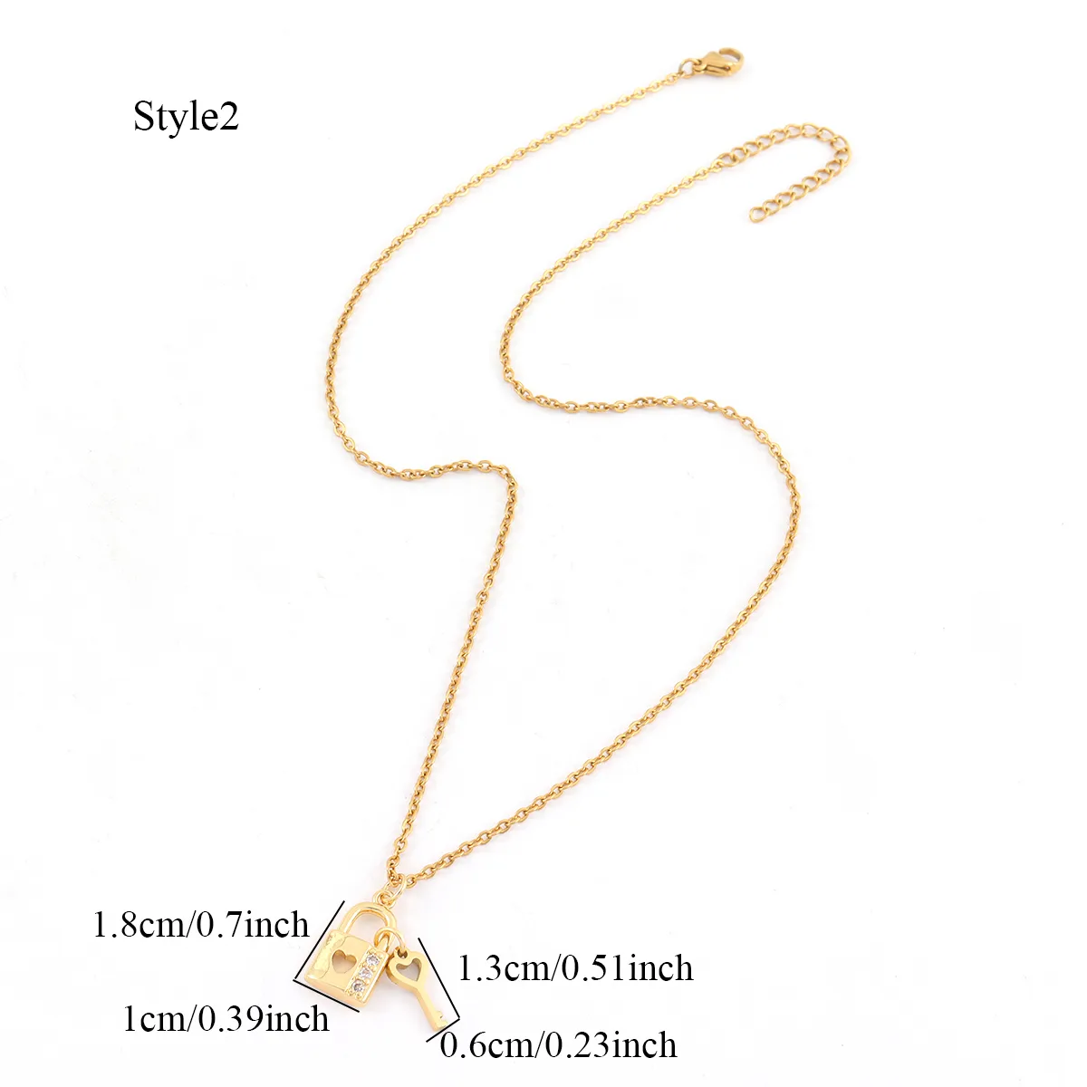 Elegant Simple Style Key Lock 201 Stainless Steel Copper Artificial Crystal Zircon Women's Pendant Necklace display picture 3