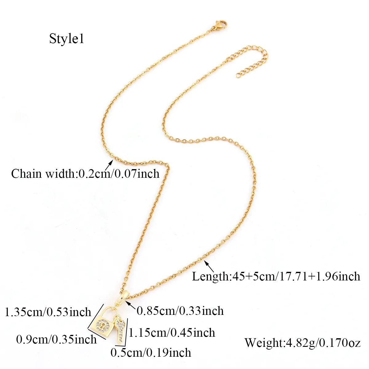 Elegant Simple Style Key Lock 201 Stainless Steel Copper Artificial Crystal Zircon Women's Pendant Necklace display picture 2