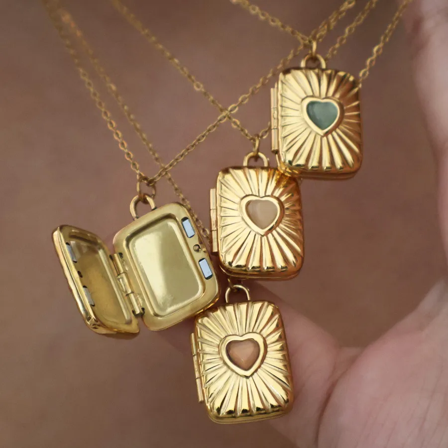 Retro Classic Style Heart Shape 304 Stainless Steel Plating Opal 18K Gold Plated Unisex Necklace display picture 8