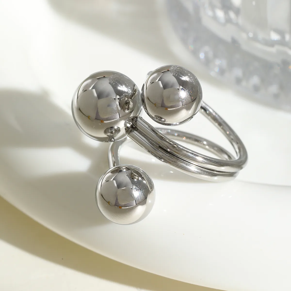 Casual Simple Style Artistic Geometric 304 Stainless Steel 18K Gold Plated Women's Open Rings display picture 3