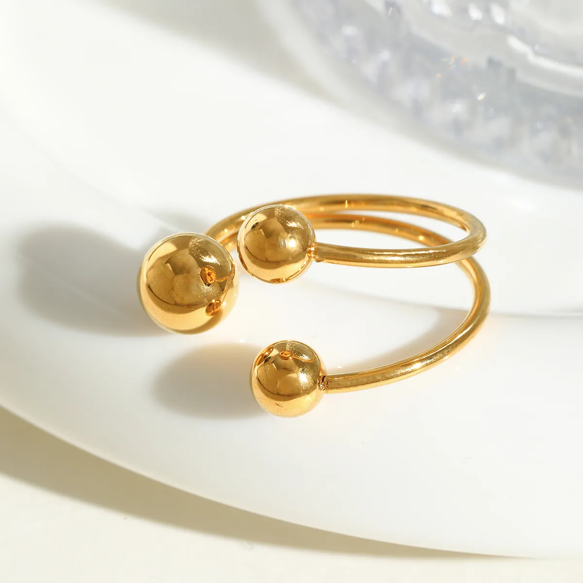 Casual Simple Style Artistic Geometric 304 Stainless Steel 18K Gold Plated Women's Open Rings display picture 1