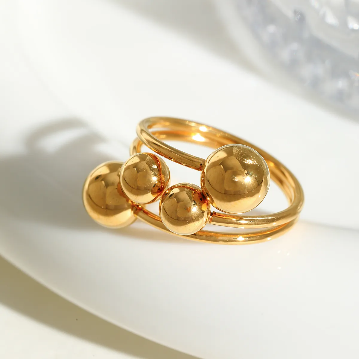 Casual Simple Style Artistic Geometric 304 Stainless Steel 18K Gold Plated Women's Open Rings display picture 2