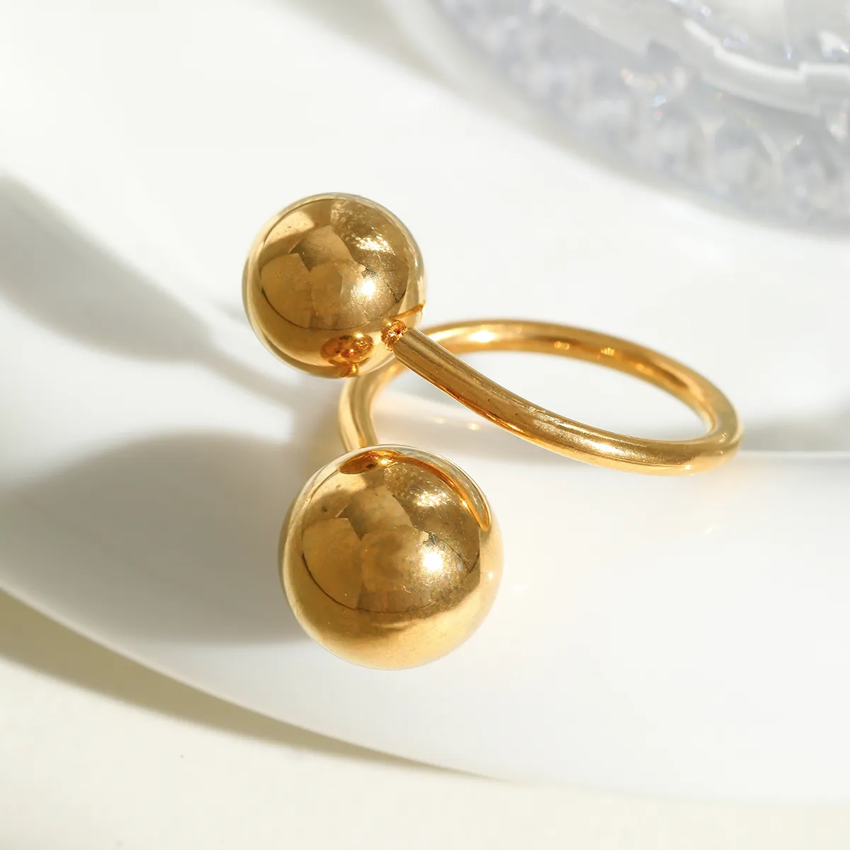 Casual Simple Style Artistic Geometric 304 Stainless Steel 18K Gold Plated Women's Open Rings display picture 4