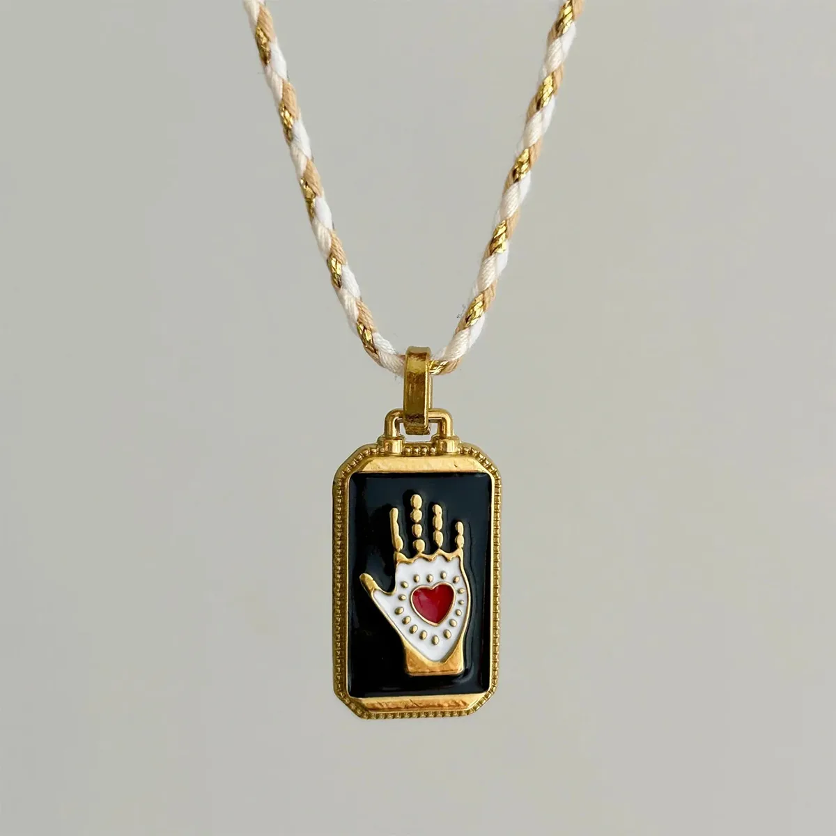 Elegant Vintage Style Geometric Heart Shape 304 Stainless Steel Enamel 18K Gold Plated Valentine'S Day Women's Pendant Necklace display picture 3
