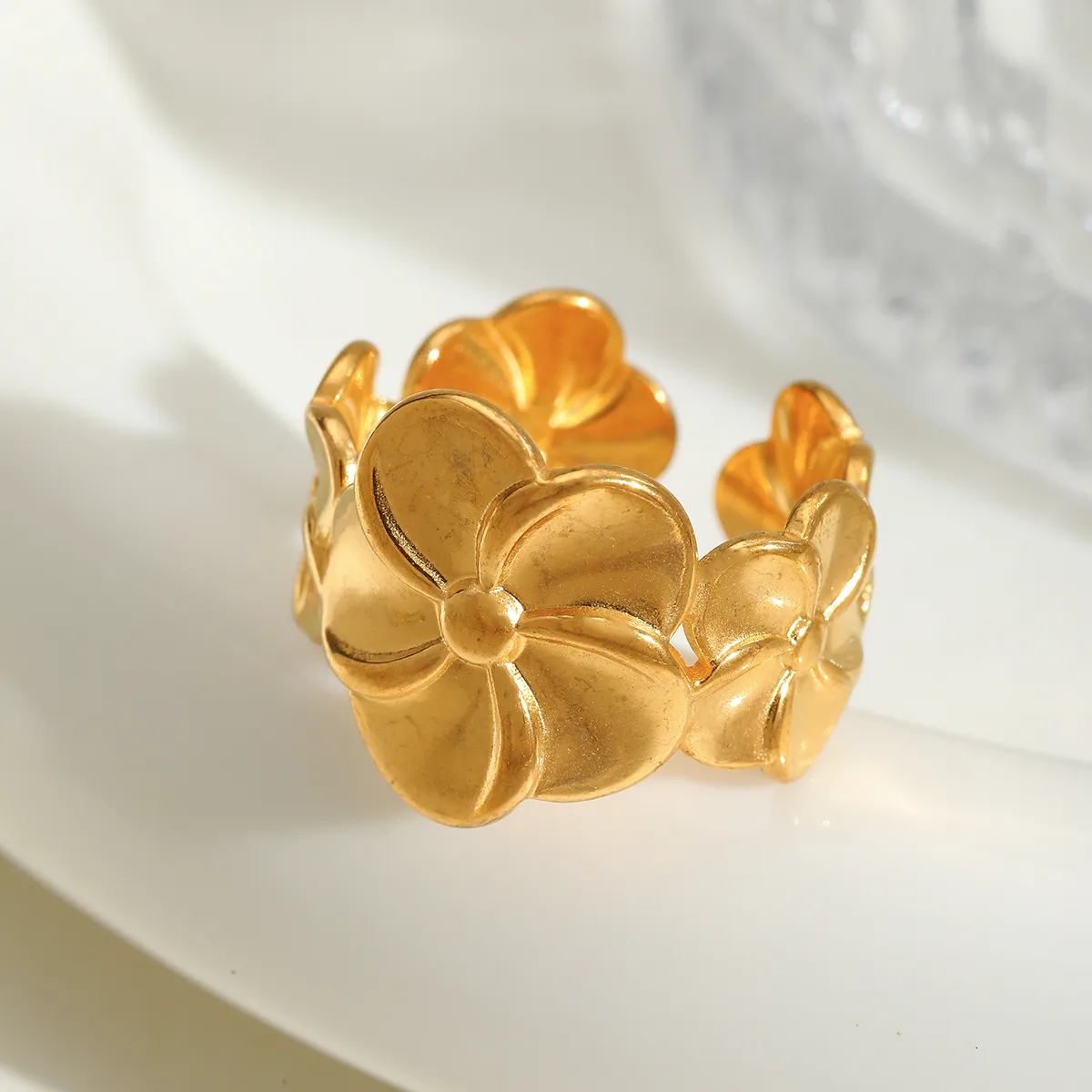 Casual Simple Style Artistic Geometric Leaves Heart Shape 304 Stainless Steel 18K Gold Plated Valentine'S Day Women's Open Rings display picture 2