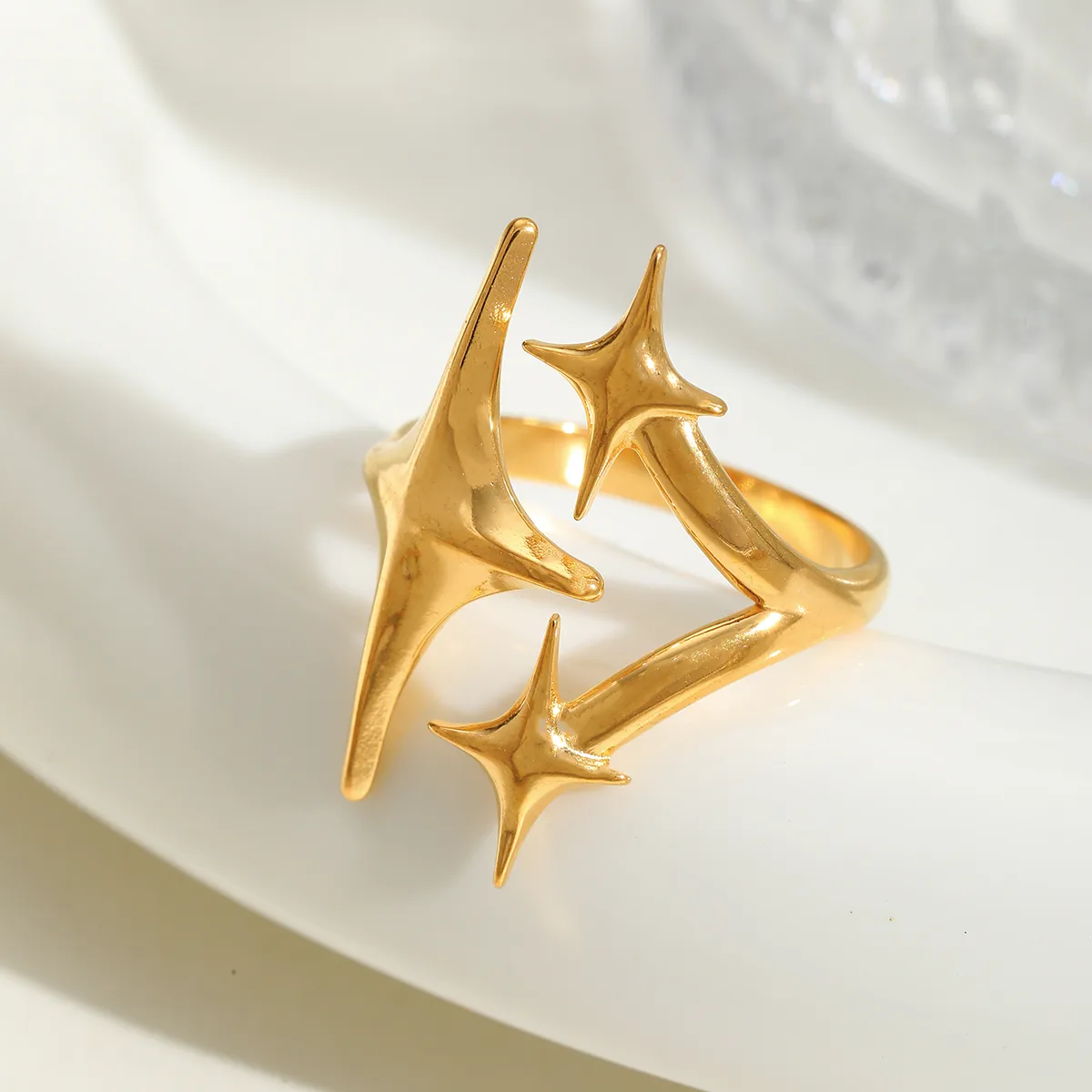 Casual Simple Style Artistic Geometric Leaves Heart Shape 304 Stainless Steel 18K Gold Plated Valentine'S Day Women's Open Rings display picture 5