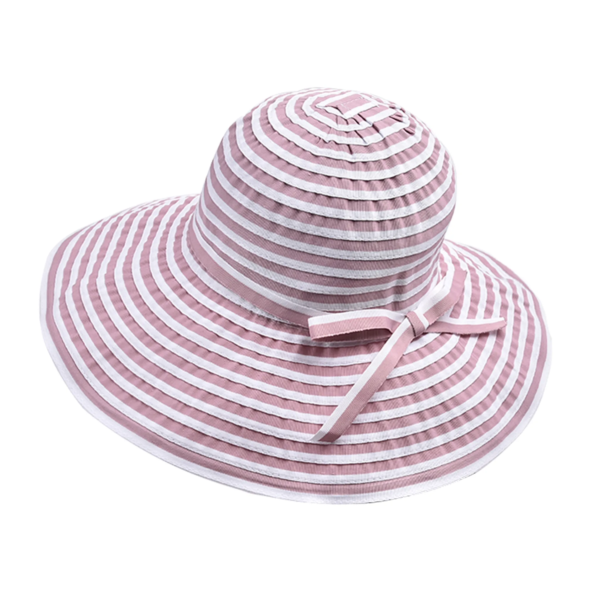 Women's Cute Sweet British Style Stripe Bowknot Big Eaves Sun Hat Bucket Hat display picture 3