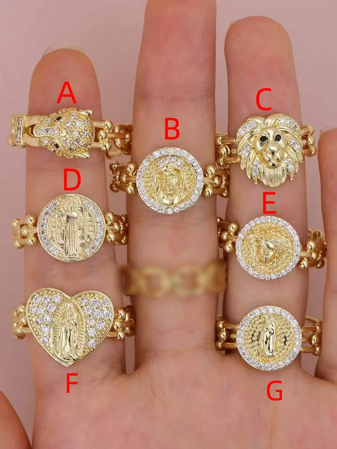 IG Style Casual Human Heart Shape Lion Copper Polishing Inlay Zircon 18K Gold Plated Women's Rings display picture 2