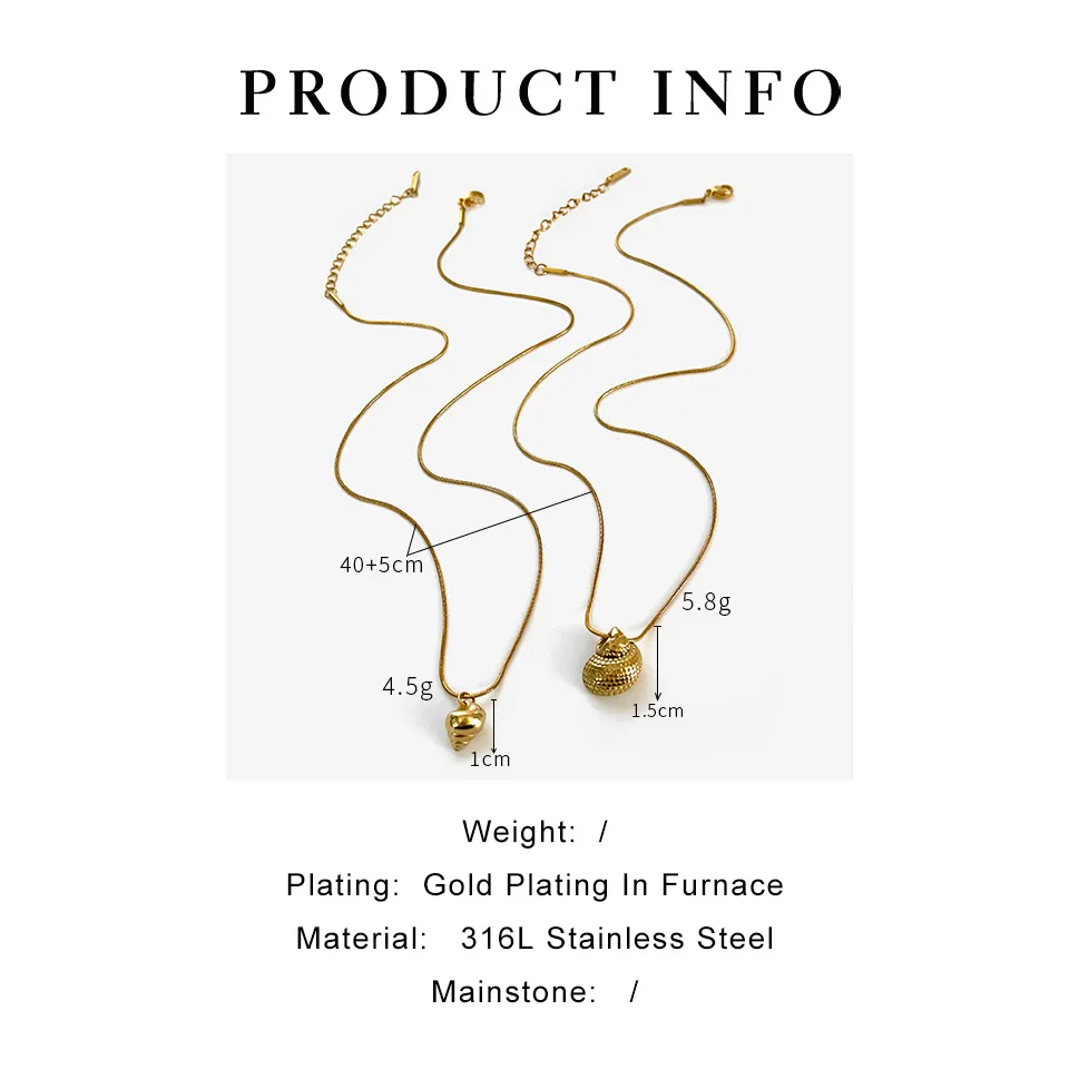 Vintage Style Classic Style Conch Snails 316L Stainless Steel  Irregular 18K Gold Plated Women's Pendant Necklace display picture 1