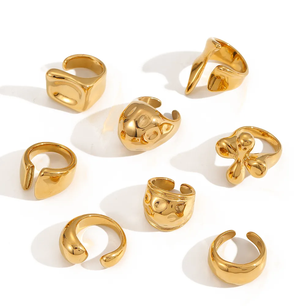 IG Style Exaggerated Irregular Geometric 304 Stainless Steel 18K Gold Plated Women's Rings display picture 4