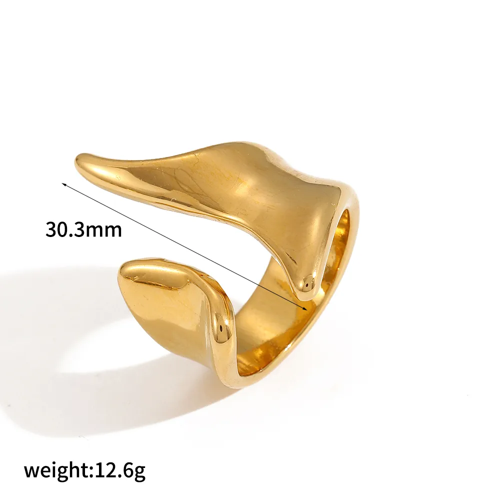 IG Style Exaggerated Irregular Geometric 304 Stainless Steel 18K Gold Plated Women's Rings display picture 6