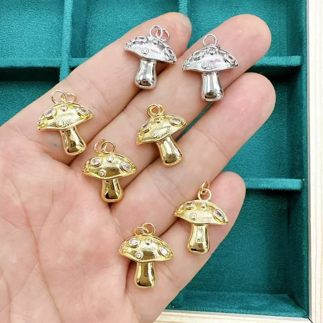 IG Style Simple Style Cross Apple Mushroom Copper Polishing Inlay Zircon 18K Gold Plated White Gold Plated DIY Jewelry Accessories display picture 9