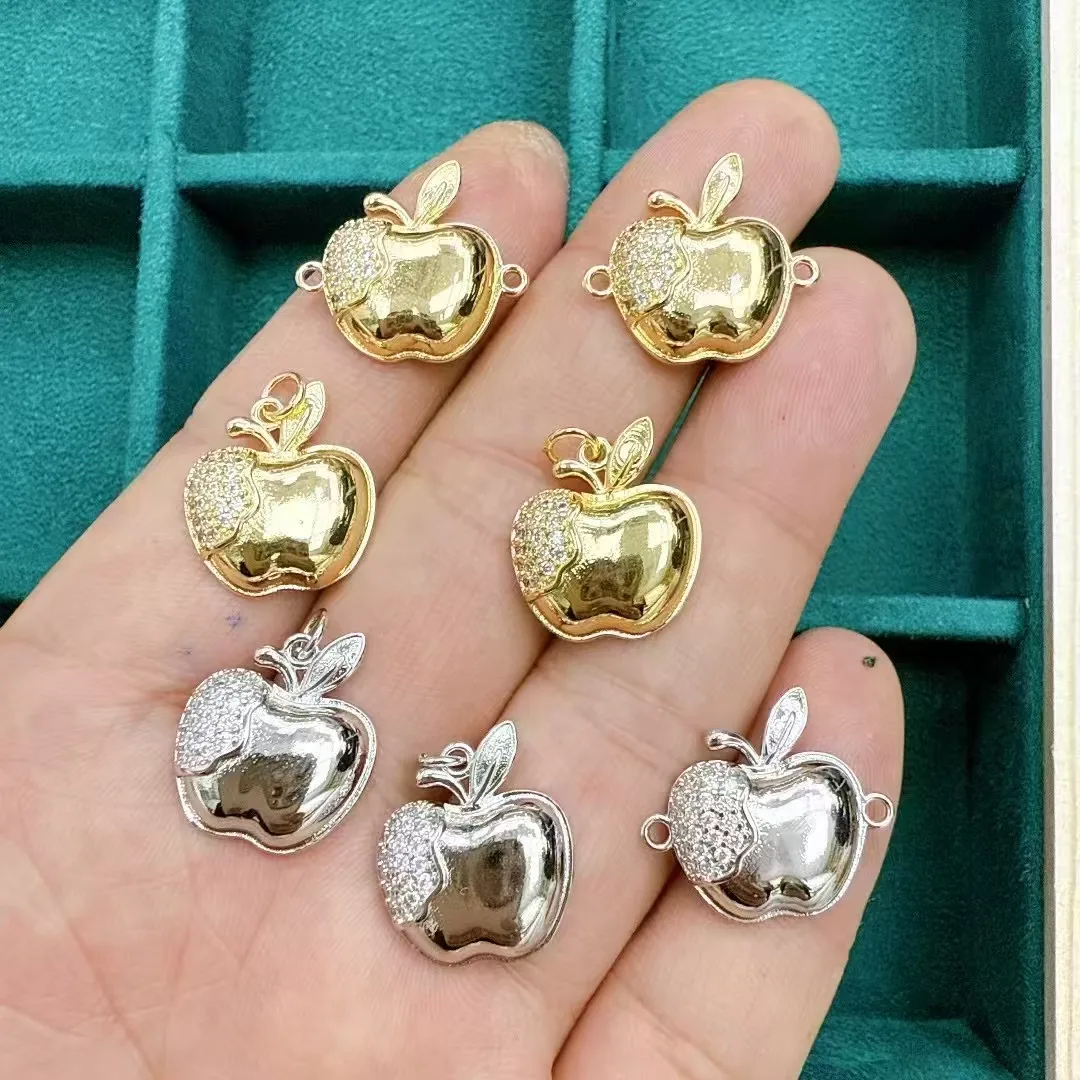IG Style Simple Style Cross Apple Mushroom Copper Polishing Inlay Zircon 18K Gold Plated White Gold Plated DIY Jewelry Accessories display picture 10
