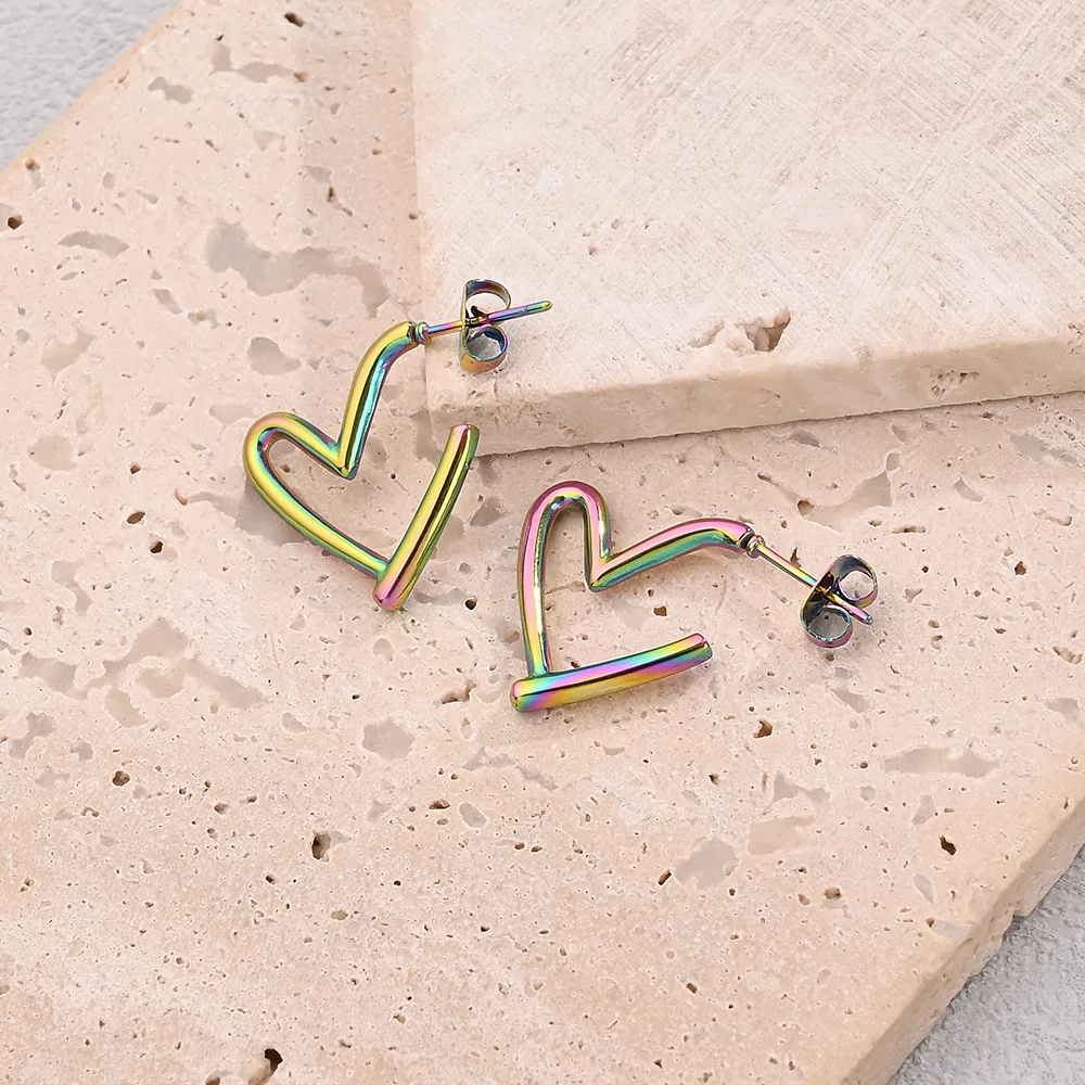 1 Pair/Package Casual Modern Style Simple Style Heart Shape Handmade Polishing Plating 304 Stainless Steel 18K Gold Plated Plating Color Rose Gold Plated Ear Studs display picture 6