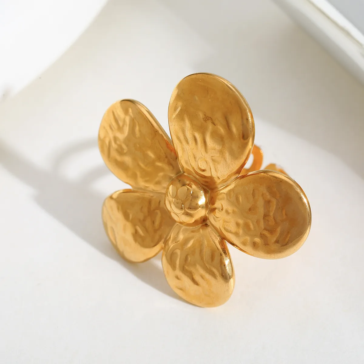 Casual Simple Style Artistic Irregular Geometric Flower 304 Stainless Steel Enamel 18K Gold Plated Women's Open Rings display picture 3
