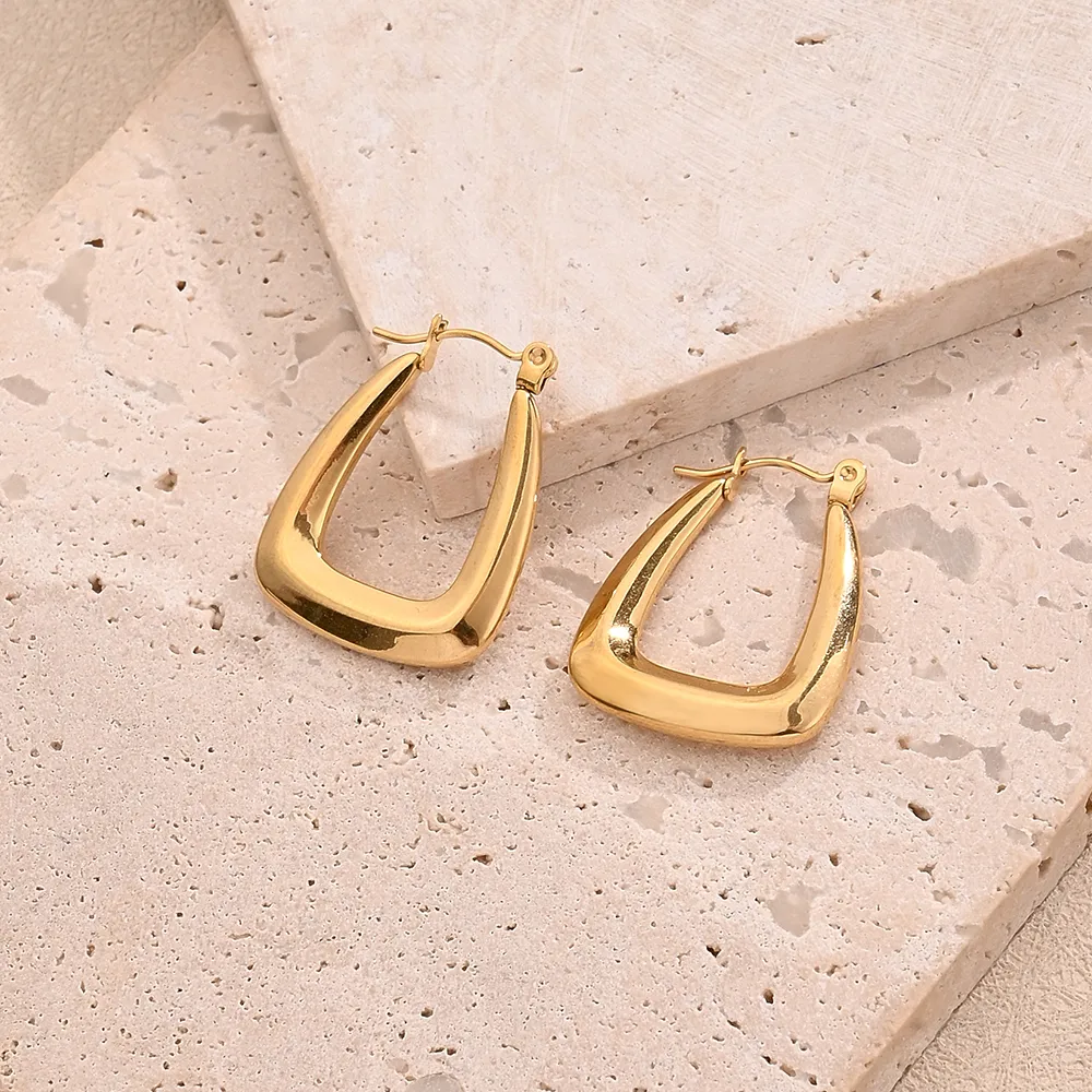 1 Pair/Package Casual Modern Style Simple Style U Shape Multicolor Handmade Polishing Plating 304 Stainless Steel 18K Gold Plated Colorful Plating Rose Gold Plated Earrings display picture 3