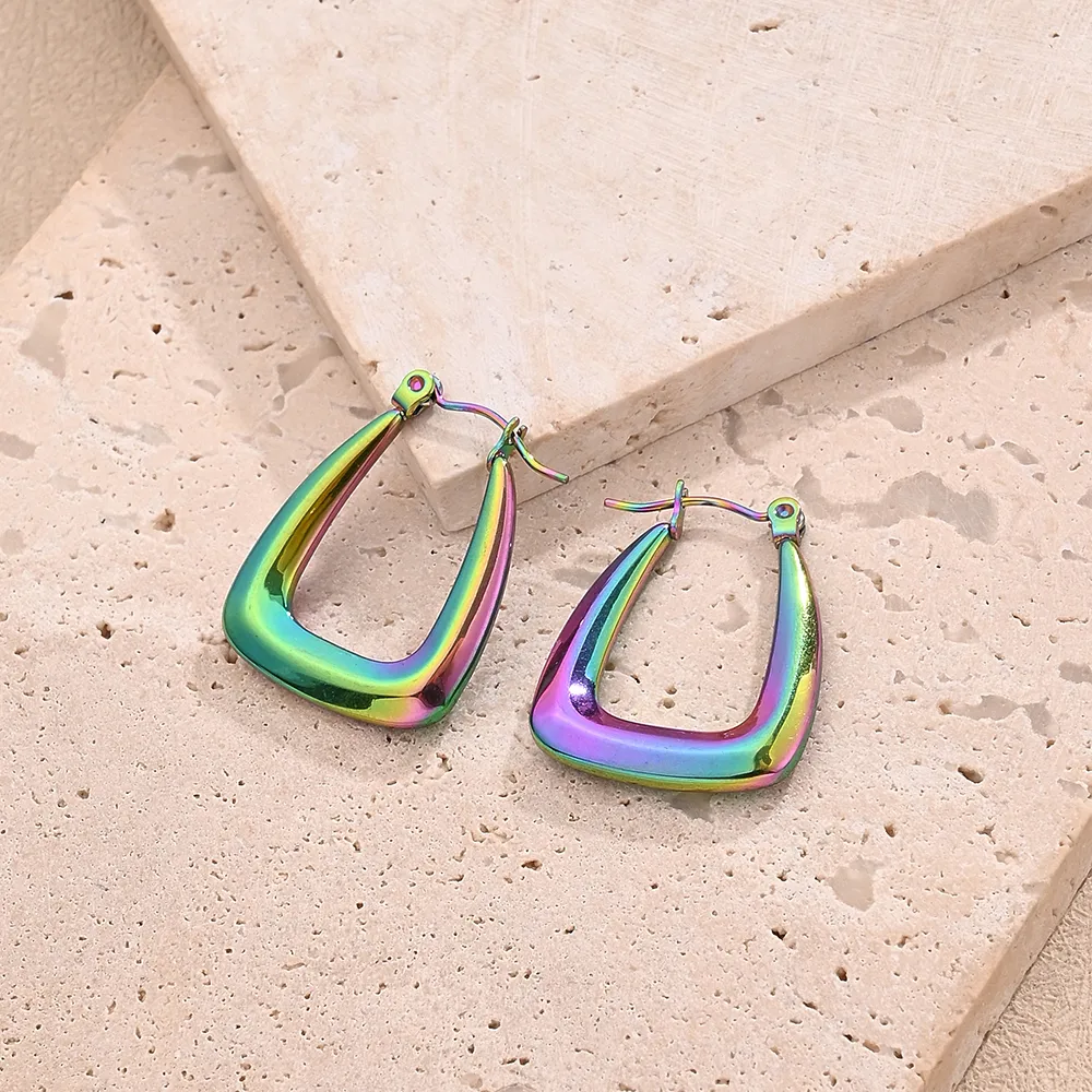 1 Pair/Package Casual Modern Style Simple Style U Shape Multicolor Handmade Polishing Plating 304 Stainless Steel 18K Gold Plated Colorful Plating Rose Gold Plated Earrings display picture 5