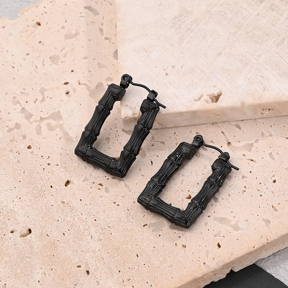 1 Pair/Package Casual Modern Style Simple Style Multicolor Bamboo Joint Simple Handmade Polishing Plating 304 Stainless Steel 18K Gold Plated Colorful Plating Rose Gold Plated Hoop Earrings Earrings display picture 5
