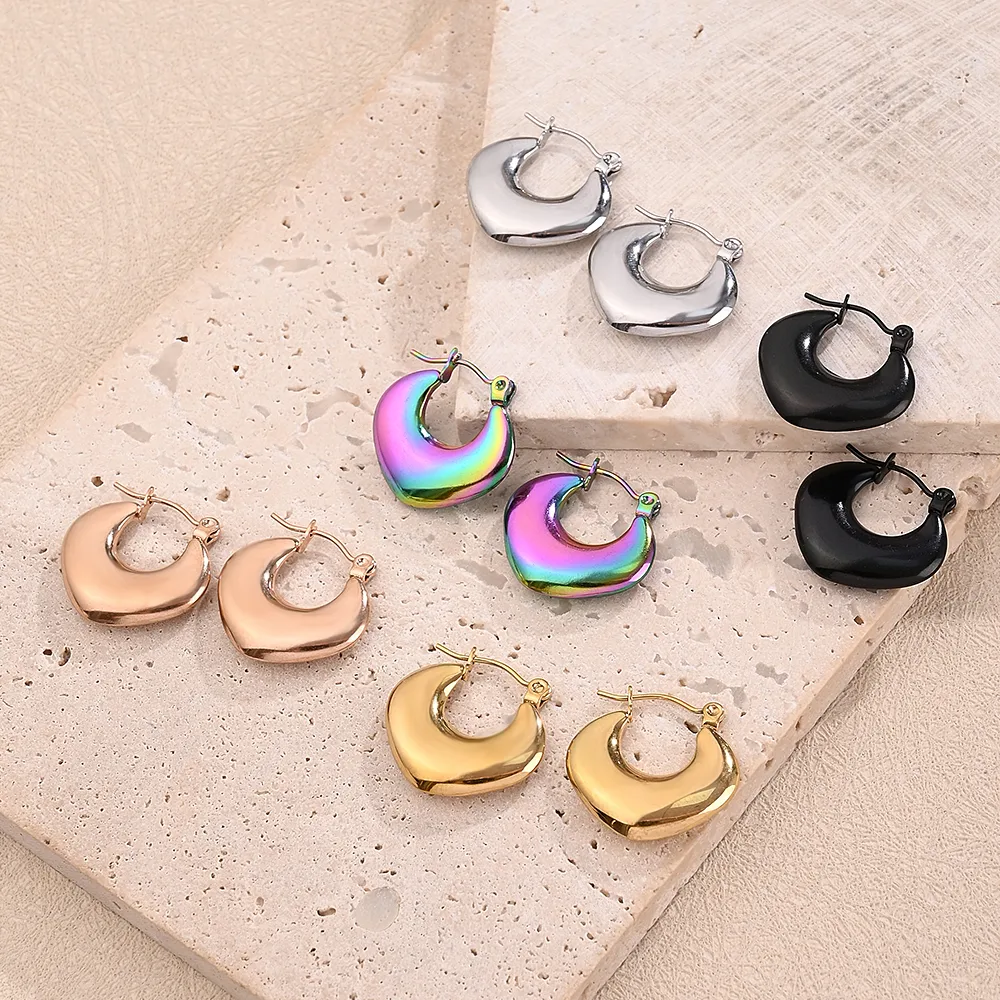 1 Pair/Package Casual Modern Style Simple Style V Shape Multicolor Simple Handmade Polishing Plating 304 Stainless Steel 18K Gold Plated Colorful Plating Rose Gold Plated Earrings display picture 1