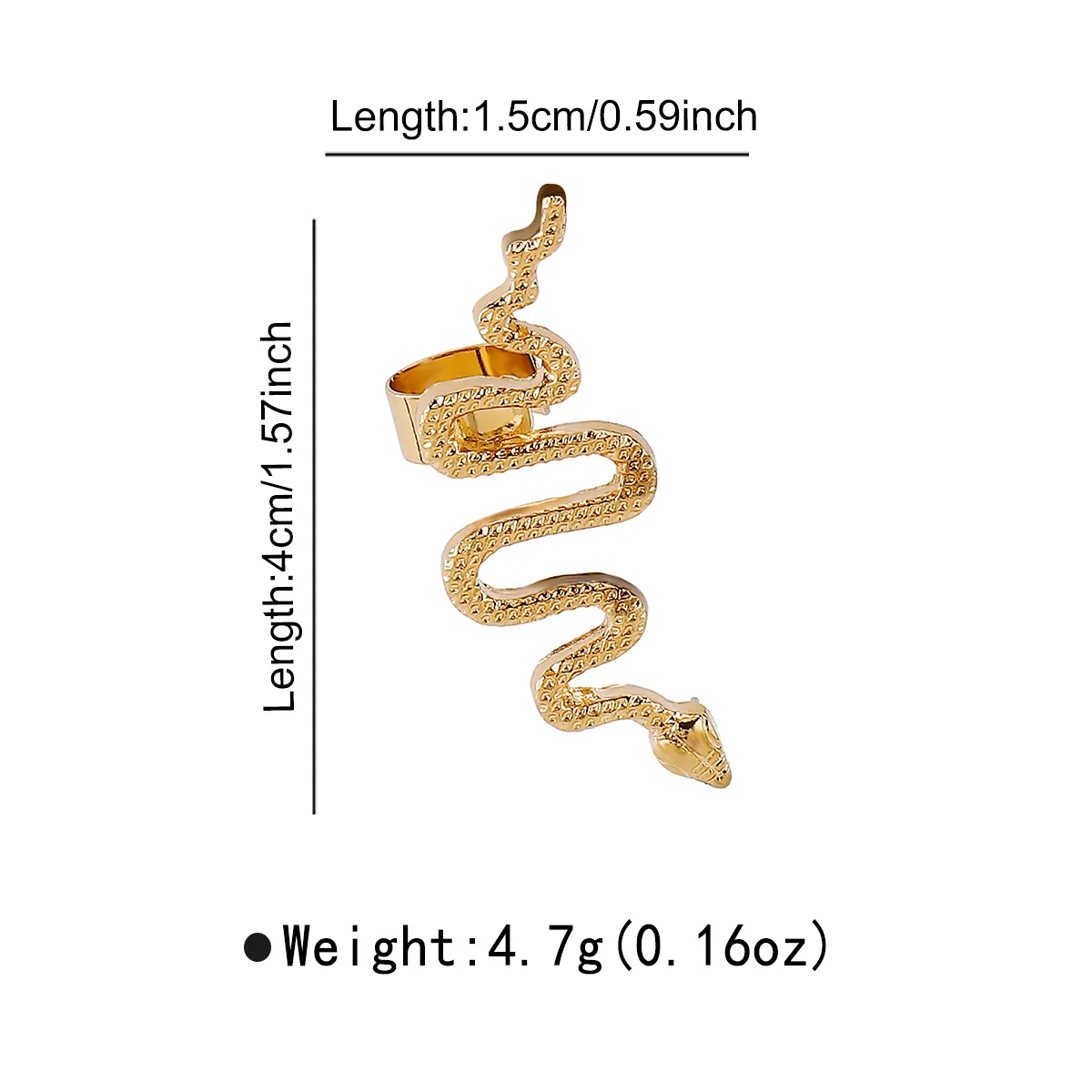 1 Piece Retro Classic Style Snake Plating Alloy Rhinestones Ear Cuffs display picture 9