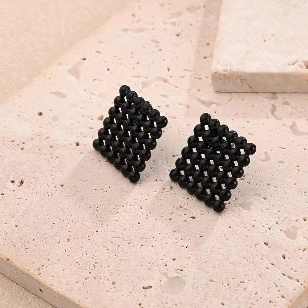 1 Pair/Package Casual Modern Style Simple Style Multicolor Simple Rhombus Handmade Polishing Plating 304 Stainless Steel 18K Gold Plated Colorful Plating Rose Gold Plated Ear Studs display picture 3
