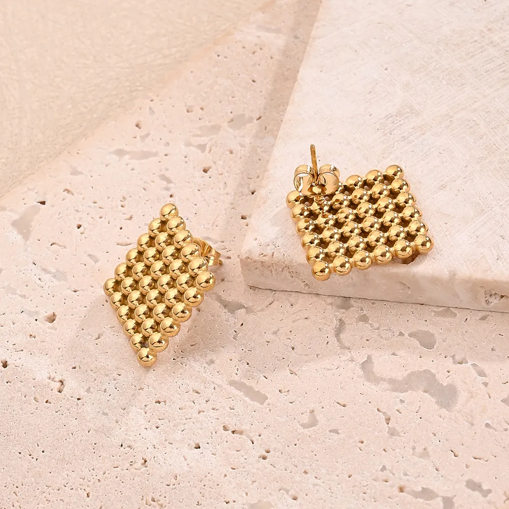 1 Pair/Package Casual Modern Style Simple Style Multicolor Simple Rhombus Handmade Polishing Plating 304 Stainless Steel 18K Gold Plated Colorful Plating Rose Gold Plated Ear Studs display picture 2