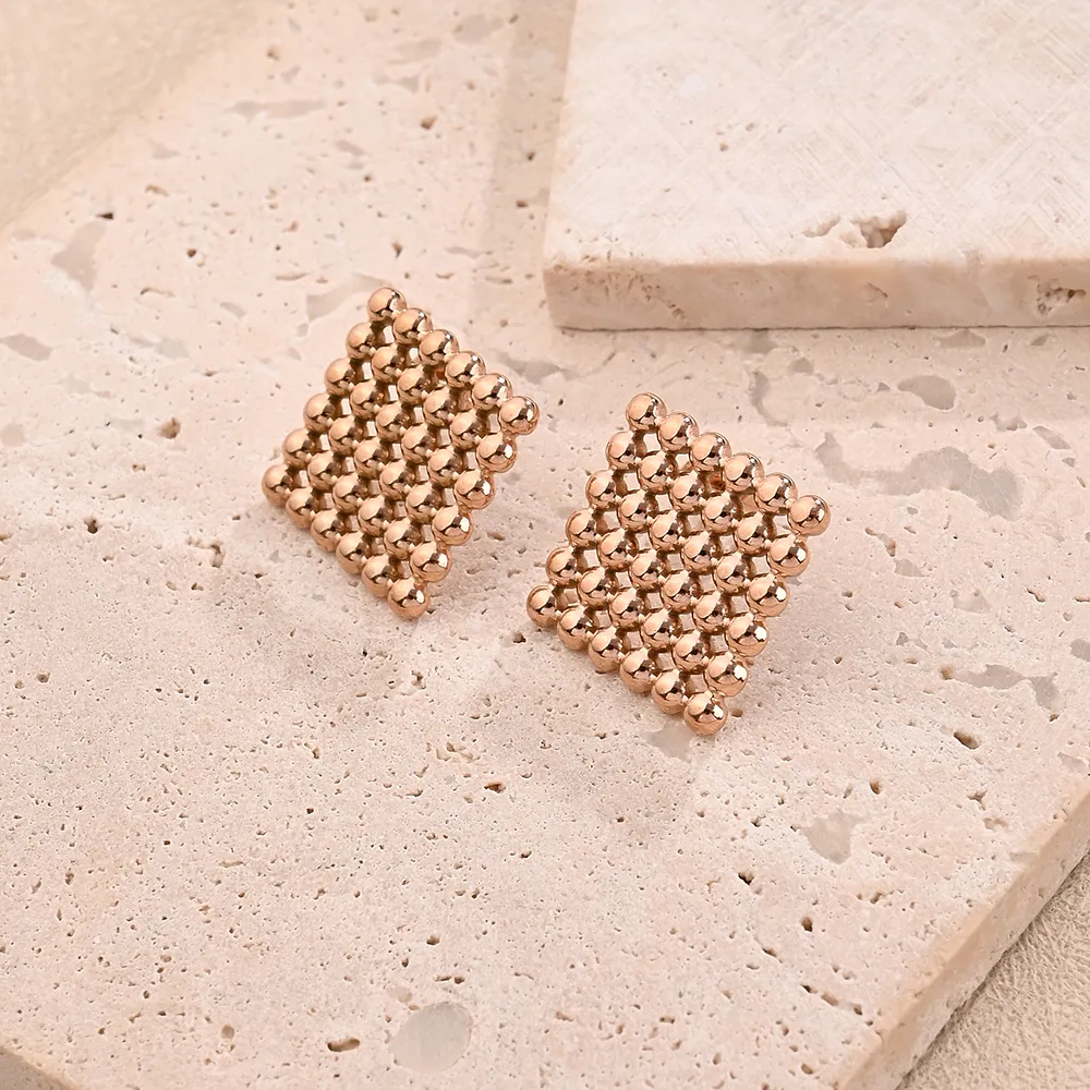 1 Pair/Package Casual Modern Style Simple Style Multicolor Simple Rhombus Handmade Polishing Plating 304 Stainless Steel 18K Gold Plated Colorful Plating Rose Gold Plated Ear Studs display picture 5