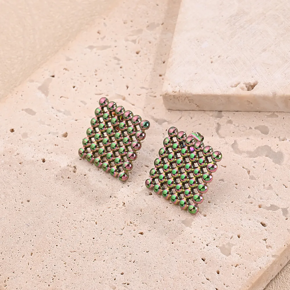 1 Pair/Package Casual Modern Style Simple Style Multicolor Simple Rhombus Handmade Polishing Plating 304 Stainless Steel 18K Gold Plated Colorful Plating Rose Gold Plated Ear Studs display picture 7