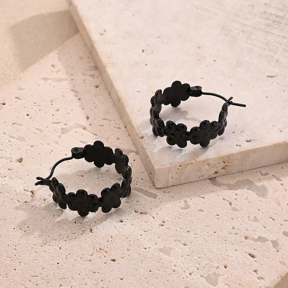 1 Pair/Package Casual Modern Style Simple Style Flower Handmade Polishing Plating 304 Stainless Steel 18K Gold Plated Plating Color Rose Gold Plated Earrings display picture 3