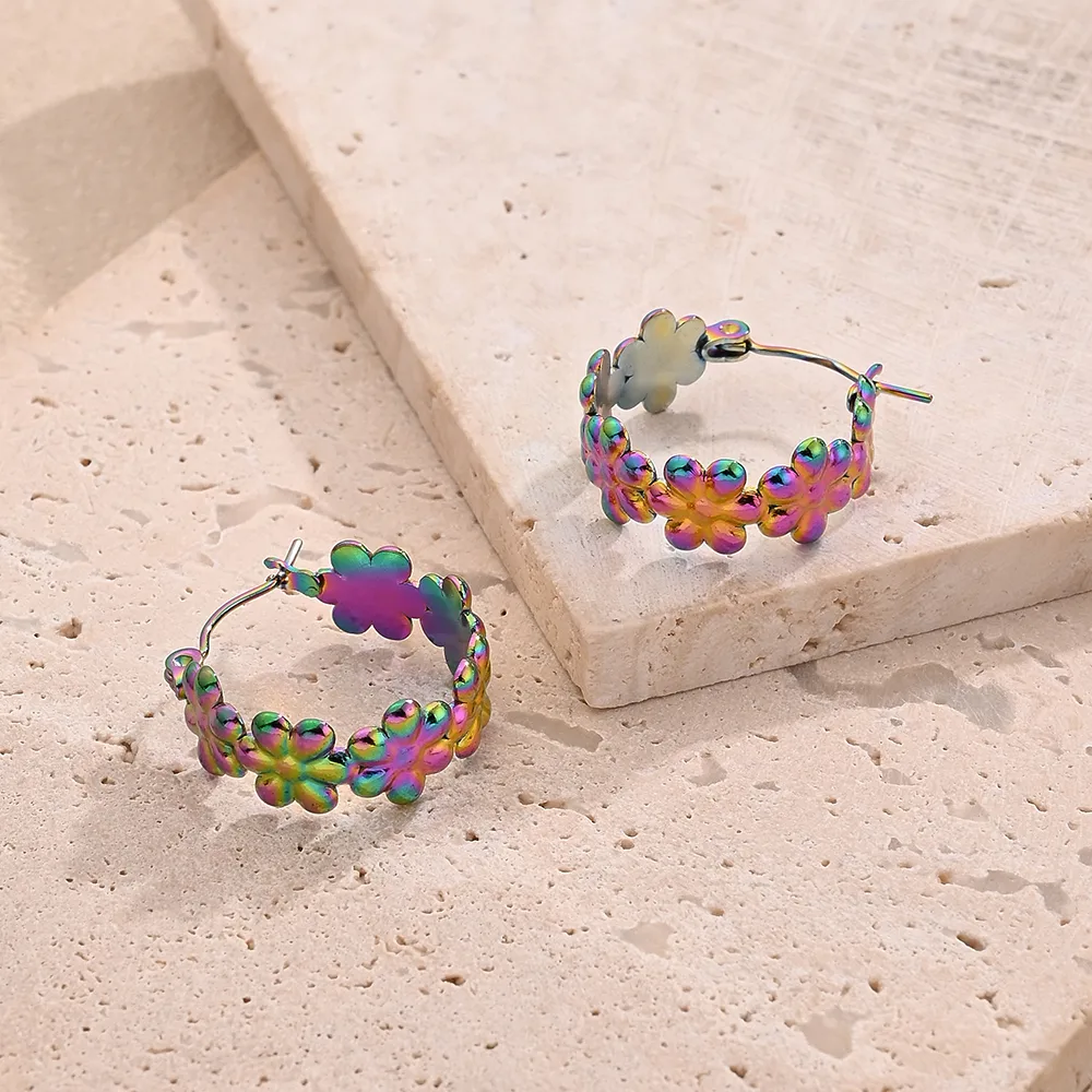 1 Pair/Package Casual Modern Style Simple Style Flower Handmade Polishing Plating 304 Stainless Steel 18K Gold Plated Plating Color Rose Gold Plated Earrings display picture 4