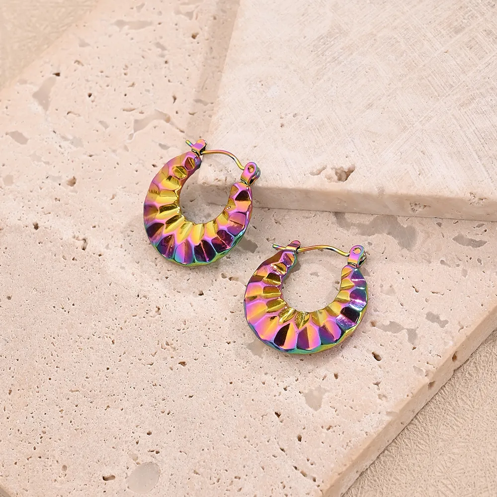 1 Pair/Package Casual Modern Style Simple Style U Shape Multicolor Simple Handmade Polishing Plating 304 Stainless Steel 18K Gold Plated Colorful Plating Rose Gold Plated Earrings display picture 5