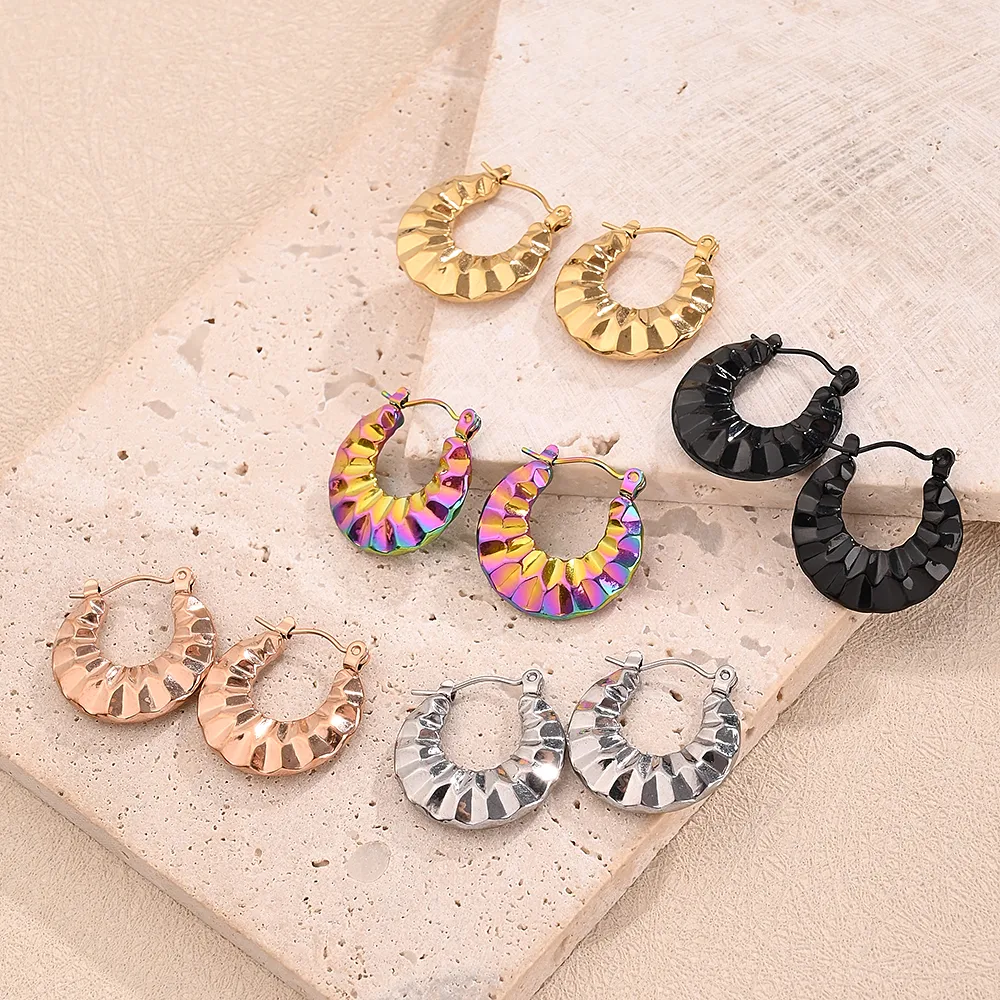 1 Pair/Package Casual Modern Style Simple Style U Shape Multicolor Simple Handmade Polishing Plating 304 Stainless Steel 18K Gold Plated Colorful Plating Rose Gold Plated Earrings display picture 1