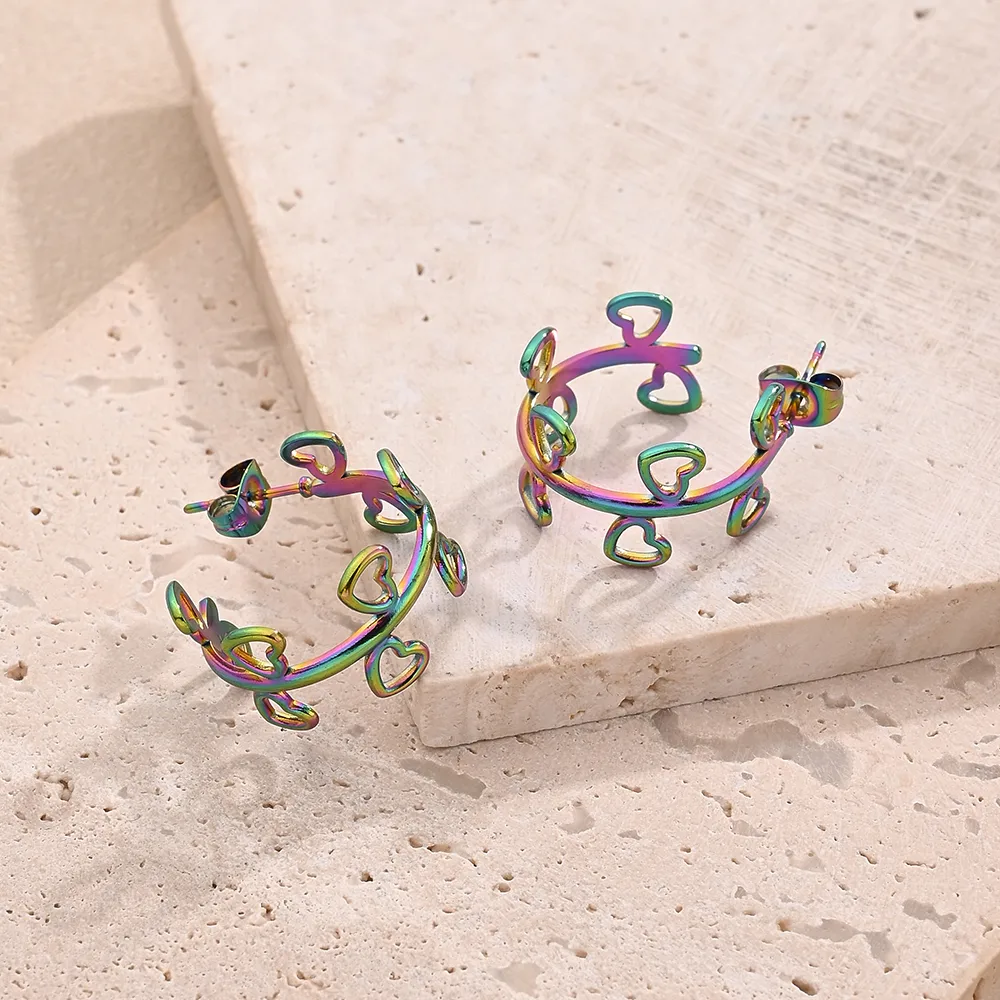 1 Pair/Package Casual Modern Style Simple Style Red Heart Handmade Polishing Plating 304 Stainless Steel 18K Gold Plated Plating Color Rose Gold Plated Earrings display picture 2