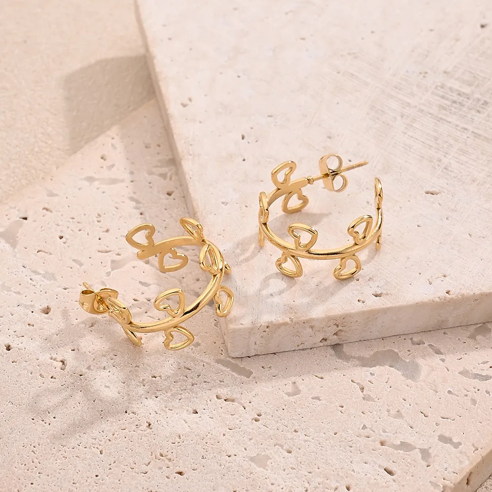1 Pair/Package Casual Modern Style Simple Style Red Heart Handmade Polishing Plating 304 Stainless Steel 18K Gold Plated Plating Color Rose Gold Plated Earrings display picture 3