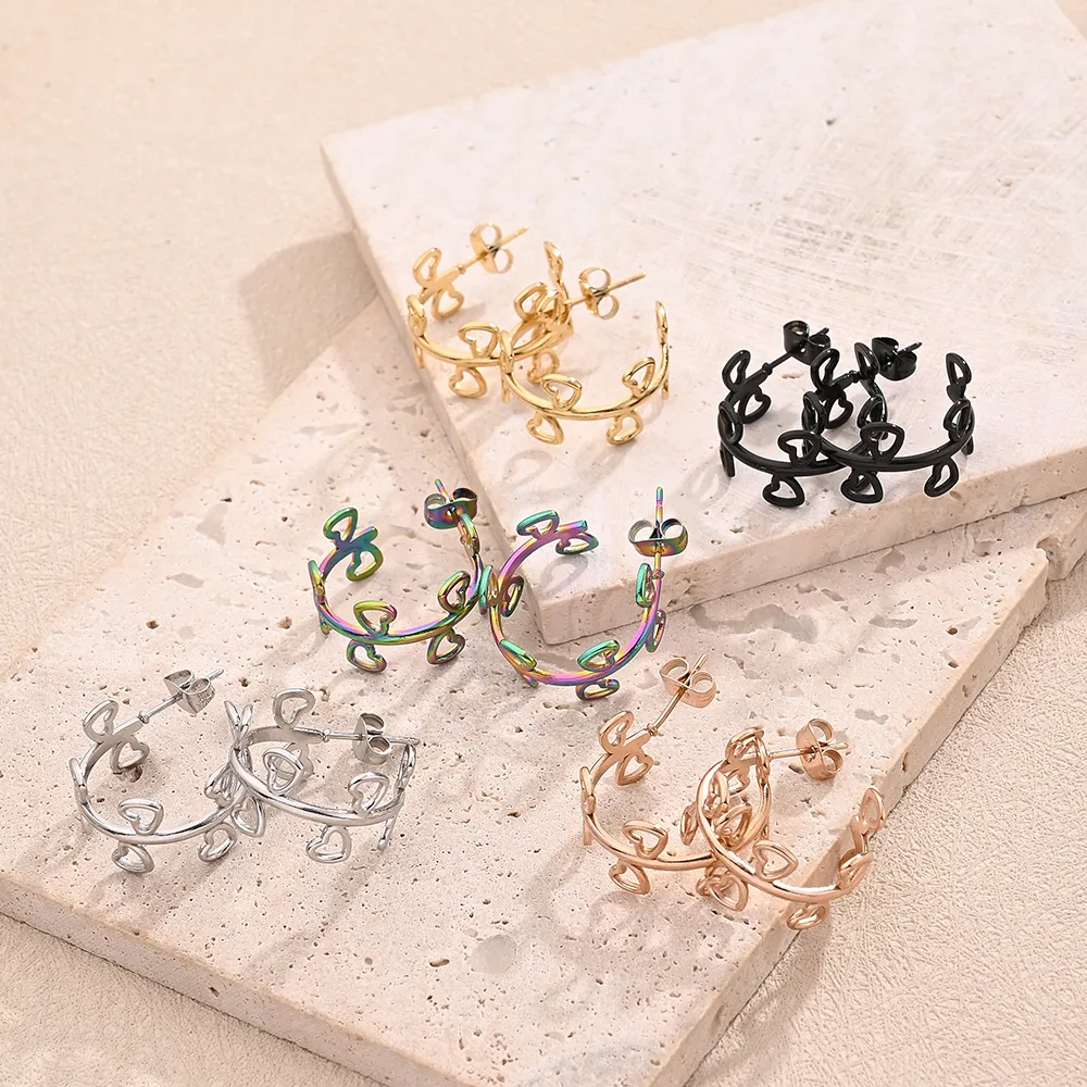1 Pair/Package Casual Modern Style Simple Style Red Heart Handmade Polishing Plating 304 Stainless Steel 18K Gold Plated Plating Color Rose Gold Plated Earrings display picture 1